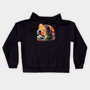 Samurai Cat vs The Great Wave Kids Hoodie